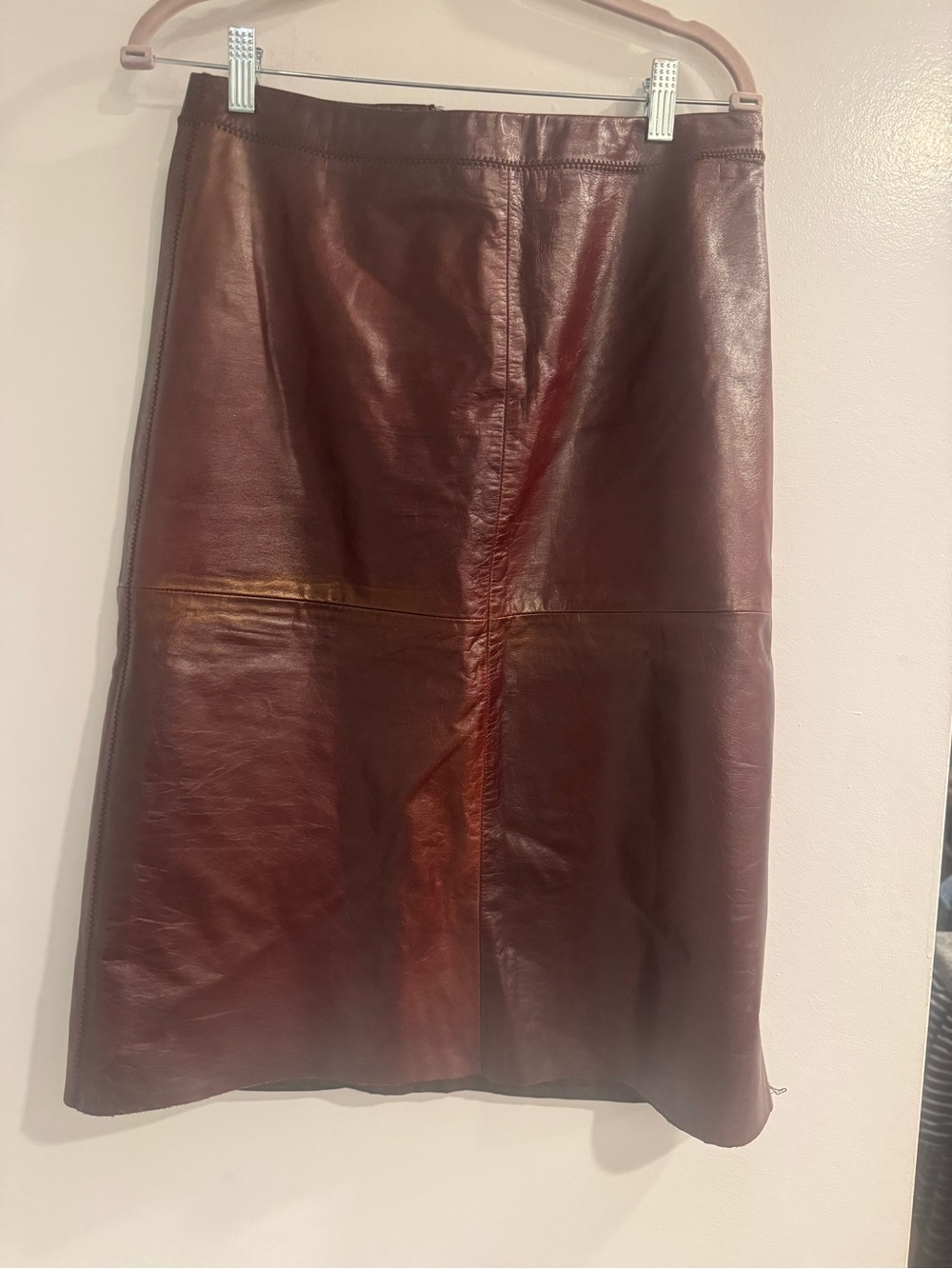 GAP brown 100% Leather Midi Skirt size 8
